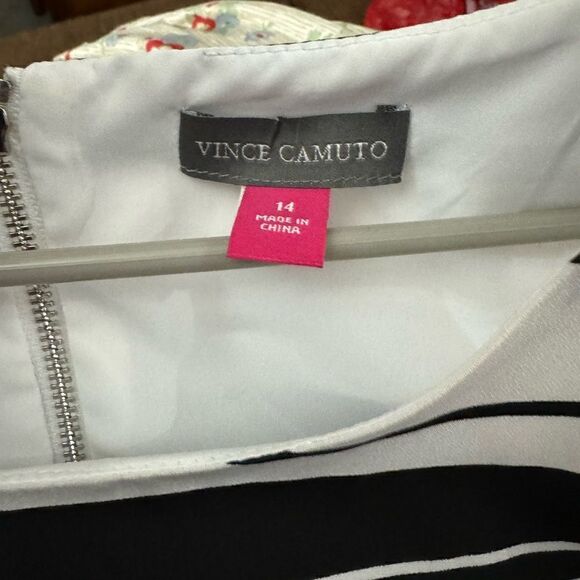 Vince Camuto Sleeveless Shift Dress Summer Splash Black and White Sz 14 NWT - Picture 5 of 12